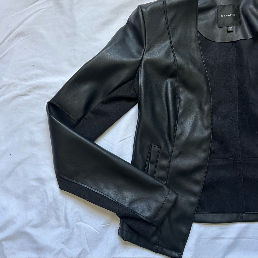 DYNAMITE Faux Leather Jacket Black - Picture 3 of 8